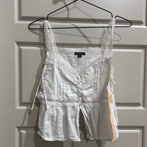 Wild Fable White Lace Trim Blouse